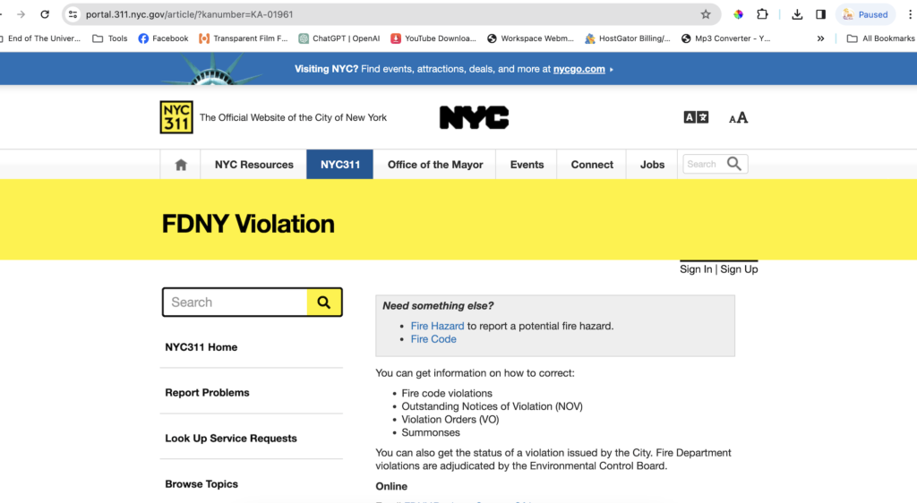FDNY Fire Violations Lookup NYC Manhattan Brooklyn Bronx Queens Restaurant Bodega Deli Fast Food 1