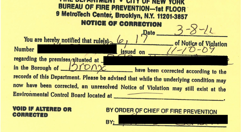 FDNY Violations Removed NYC